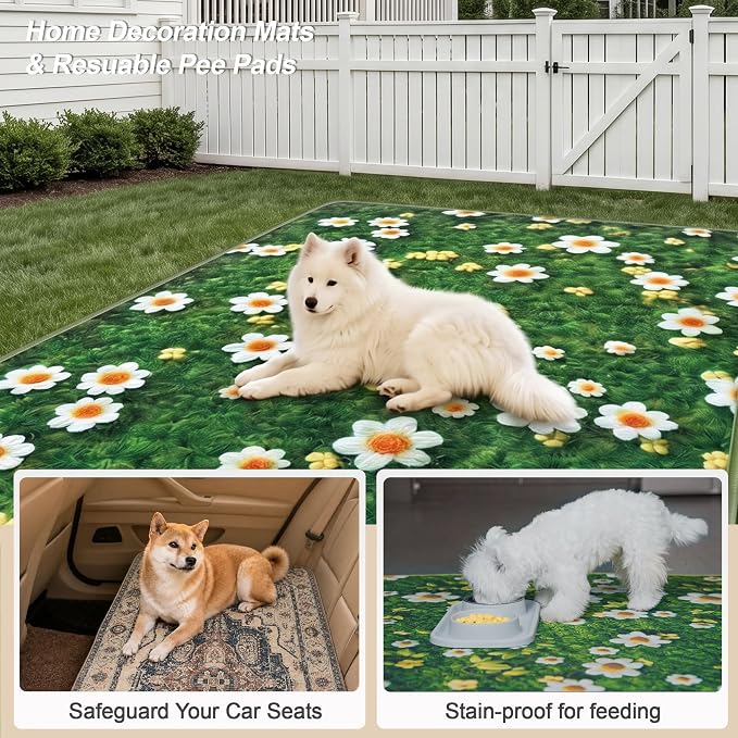 Washable Pee Pads for Dogs, Reusable Puppy Potty Training Pads, Ultra-Absorbent Thick Waterproof Leak-Proof Non-Slip Pads & Mat for Crate, Playpen, Floor, Whelping & Housebreaking , 2 Pack 48"x72"