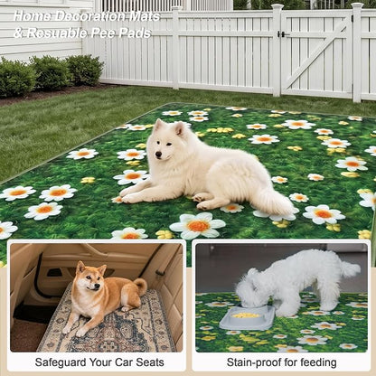 Washable Pee Pads for Dogs, Reusable Puppy Potty Training Pads, Ultra-Absorbent Thick Waterproof Leak-Proof Non-Slip Pads & Mat for Crate, Playpen, Floor, Whelping & Housebreaking , 2 Pack 48"x72"