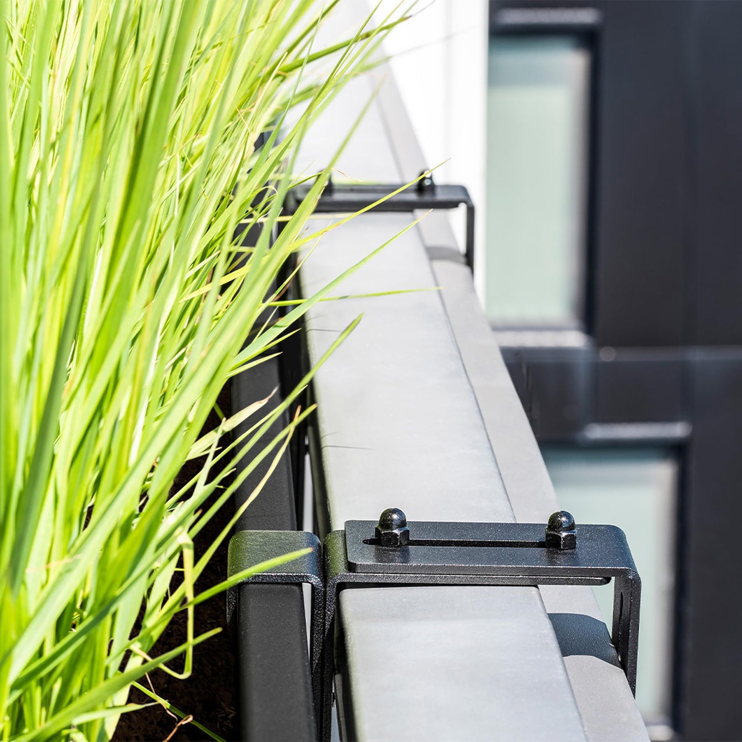 Veradek Block Series Railing Planter - Rectangular Flower Box for Outdoor Balcony/Fence | Durable All-Weather Use with Adjustable Brackets | Modern Décor for Flowers, Succulents, Hanging Plants