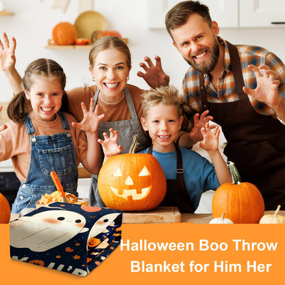 60×50 Halloween Throw Blanket for Women Men, Summerween Couple Boo Throw Blanket, Halloween Fall Flannel Blankets Hallo-Ween Boo Basket Stuffers for Him Her National Boyfriend Day Sofa Blankets