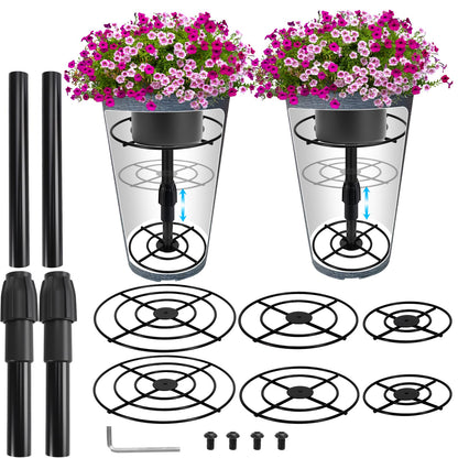 VICAMB 2 Pack Adjustable 6-10.5in Plant Risers for Inside Pots,Metal Planter Lift Inserts Fillers Risers for Tall Square Round Taper Large Pots(5.9" 7.87" 9.84" Base or Top)