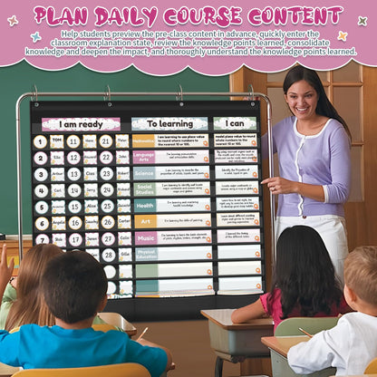 BOHEMIABY Visible Learning Classroom Pocket Chart - Reusable Dry Erase Learning Goals Board, Motivational Incentive Chart for Learning Goals, Behavior Tracking & Centers Rotation, Homeschool(Black)