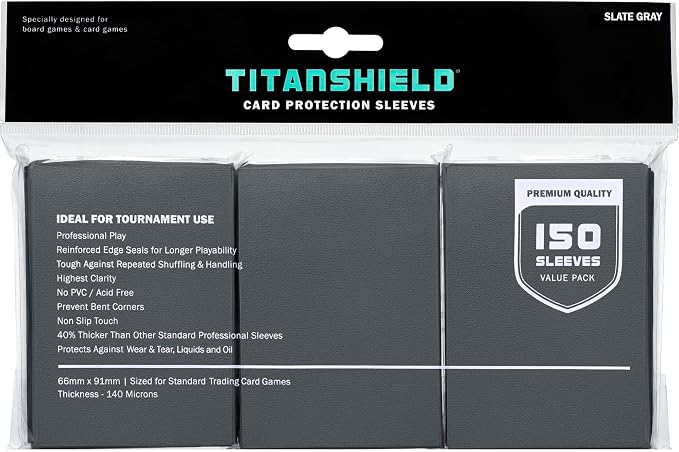 TitanShield Premium Card Sleeves | Compatible with Pokemon, One Piece, Lorcana, Flesh & Blood, & Magic The Gathering MTG | (150 Sleeves - Standard) (1, Slate Gray, Standard | 66x91mm)