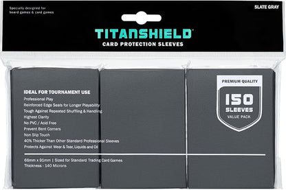 TitanShield Premium Card Sleeves | Compatible with Pokemon, One Piece, Lorcana, Flesh & Blood, & Magic The Gathering MTG | (150 Sleeves - Standard) (1, Slate Gray, Standard | 66x91mm)