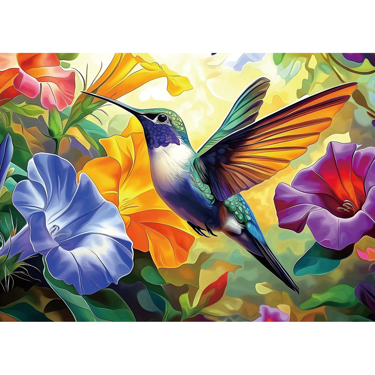 MINIWAN 500 Piece Hummingbird Flower Jigsaw Puzzle for Adults, Seniors - Puzzle with Letters on Back & Reference Poster, 23"x15" Premium Home Decor Puzzle