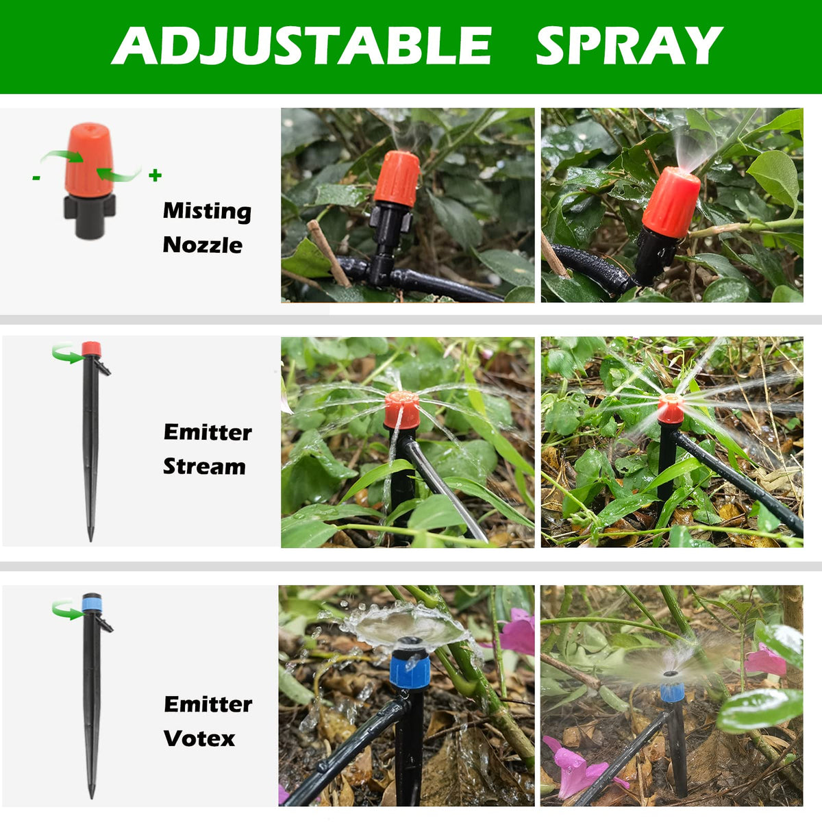 Maotong 240FT Drip Irrigation System Kit, Automatic Garden Watering Misting System for Greenhouse, Yard, Lawn, Plant with 1/2 inch Hose 1/4 inch Distribution Tubing and Accessories