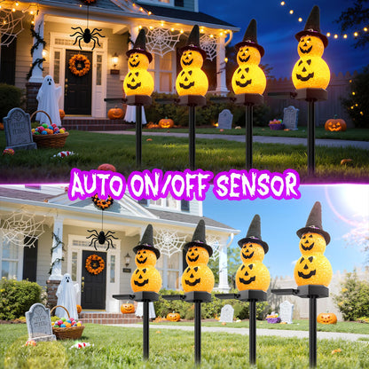 Halloween Pumpkin Solar Garden Light 2 Packs, Festive Garden Light Decoration for Halloween, Pumpkin Light for Outdoor Pathway, Lawn, Yard, Pond Decor