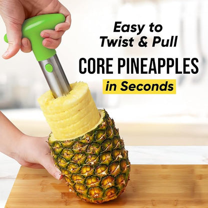 Zulay Kitchen Pineapple Corer and Slicer Tool – Stainless Steel Pineapple Cutter with Eye Remover Tool – Ergonomic Handle & Easy Core Remover – Reinforced Heavy-Duty Blade – Lime Green