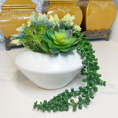 Admired by Nature 7.5" Ceramic Flower Planter Decorative Pot for Indoor Plant Succulent Home Décor, White