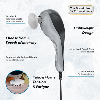 Wahl All Body Corded Light Soothing Vibratory Massager with 4 Attachment Heads - Gentle Relief - Massage Tools for Back, Foot, Neck, and Leg Massage – FSA Eligible - Model 4120-600
