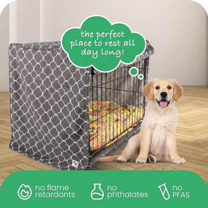 Molly Mutt Clark Gable Dog Crate Cover, 100% Cotton Canvas Cover with 2 Roll-Up Panels, Ideal for Dog or Cat Crate, Durable, Washable, and Free of Harmful Chemicals, 24" x 18" x 21"
