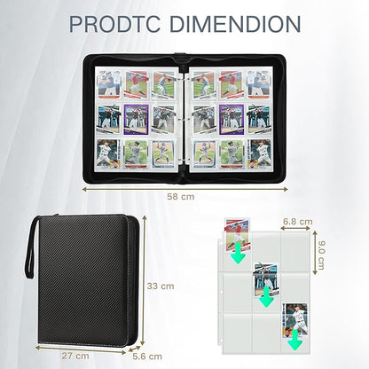 Trading Card Binder with Sleeves 9 Pocket Premium 720 Double Sided Pocket PU Card Collection Binder, Collectible Albums Card Folder for MTG, TCG, Sports Cards