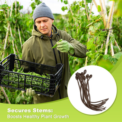 M METERXITY 48-Pack Adjustable Plant Ties, 4.7/5.9/6.7/8.2 Inch Silicone Flexible Multi-Function Garden Twist Tie for Crafts/Gift Wrapping/Gardening Plants, Reusable Support Twine [Brown]