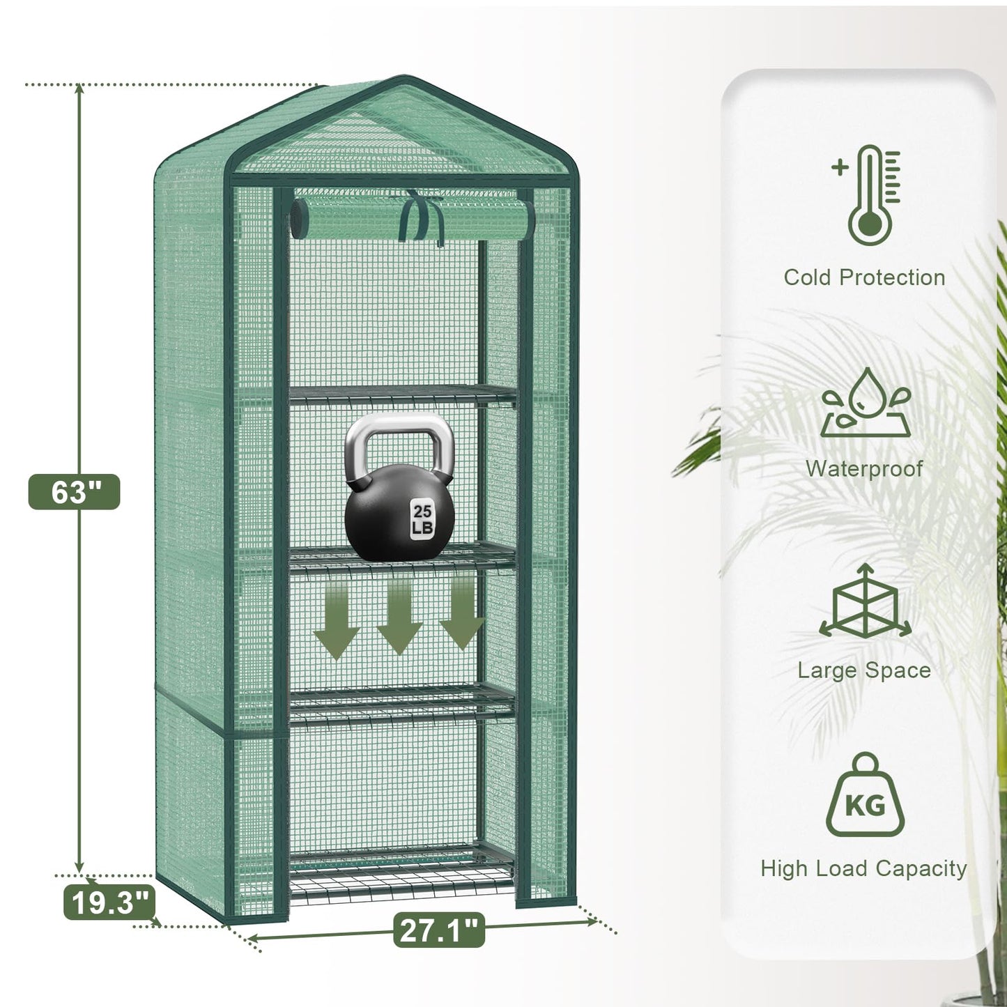 TianC beauty Greenhouse for Indoor Outdoor, Small Plastic Plant Green House 4-Tier Rack Stand Portable Greenhouses with Durable PE Cover for Seedling