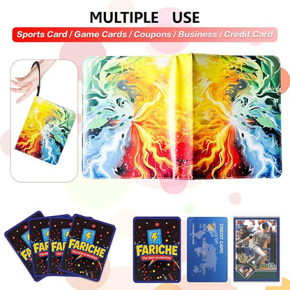 Trading Card Binder for TCG Cards, 4-Pocket Portable Card Collector Ablum Holder Book Fits 400 Cards with 50 Removable Sleeve, Waterproof Card Binder Display Storage Carrying Cases for TCG-Storm