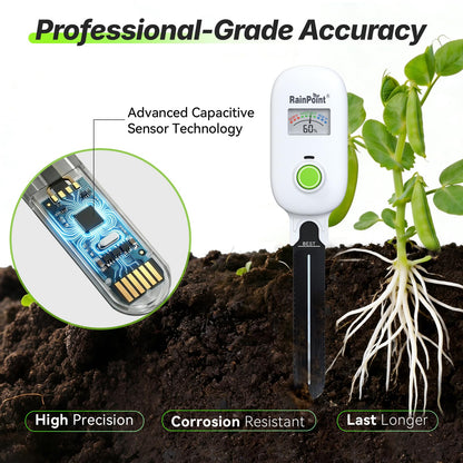 [2026 Version] RAINPOINT Visual Gauge Digital Smart Wireless Plant Moisture Meter Kit,Indoor & Outdoor Use,with WiFi Hub,Capacitive Leave-in Soil Hygrometer Sensor Garden House Plant Care Must Haves
