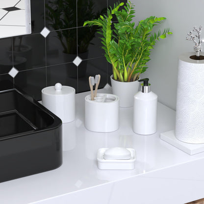 QUARZERRA 2-Piece Composite Granite Soap Dish for Shower - Elegant Stone-Look Bar Soap Holder with Strainer - Durable & Non-Porous Soap Tray for Bathroom and Kitchen Sink, Easy Clean (White)