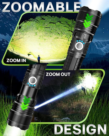 Victoper LED Flashlights, High Powered High Lumens Super Bright Tactical Flashlight, Rechargeable, 5 Modes Zoomable Waterproof Flash Lights for Emergency, Outdoor, Home, Camping, Hiking