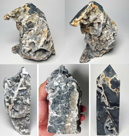 FZBHRO Large Sphalerite Geode Towers Crystal Point Obelisk Irregular Shape Healing Crystal Stone Wand Meditation Gift 1.7-2.2 Pound