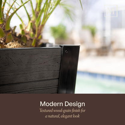 Mayne Vista 18in Outdoor Planter 2-Pack- Modern Tall Tapered Design with Drainage Hole for All Season Use - Ideal Front Porch Decor & Patio Planter - Easy Assembly