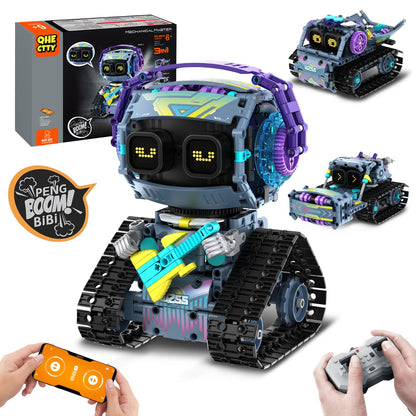 QHECTTY STEM Robot Building Kit for Kids 6-14,3in1 Remote & APP Controlled STEM Rock Robot/Truck/Road Roller Building Toys for Kid,433 Pcs Building Blocks Set Birthday Xmas Gift Ideas for Boys Girls