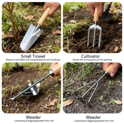 10-Piece Premium Gardening Tool Set—Includes A Moisture Meter, Heavy-Duty Rust-Resistant Stainless Steel Tools with A Storage Carry Bag. The Perfect Gardening Gift for Both Men and Women (Pink)