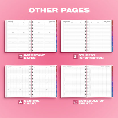 Teacher Lesson Planner 2026-2027 Academic Year, Aug 2026-Jul 2027, Deluxe 26-27 Lesson Plan Book for Teachers Supplies & Homeschool Planner with Pocket & Monthly Tabs, 8.5" x 11", Pink Ombre