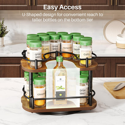 Spice Rack Organization for Cabinet - Height Adjustable Rotating Lazy Susan Organizer, Spice Organizer Fits Cabinets Wide＞ 11 inches, Clearance Height ＞10.5 inches