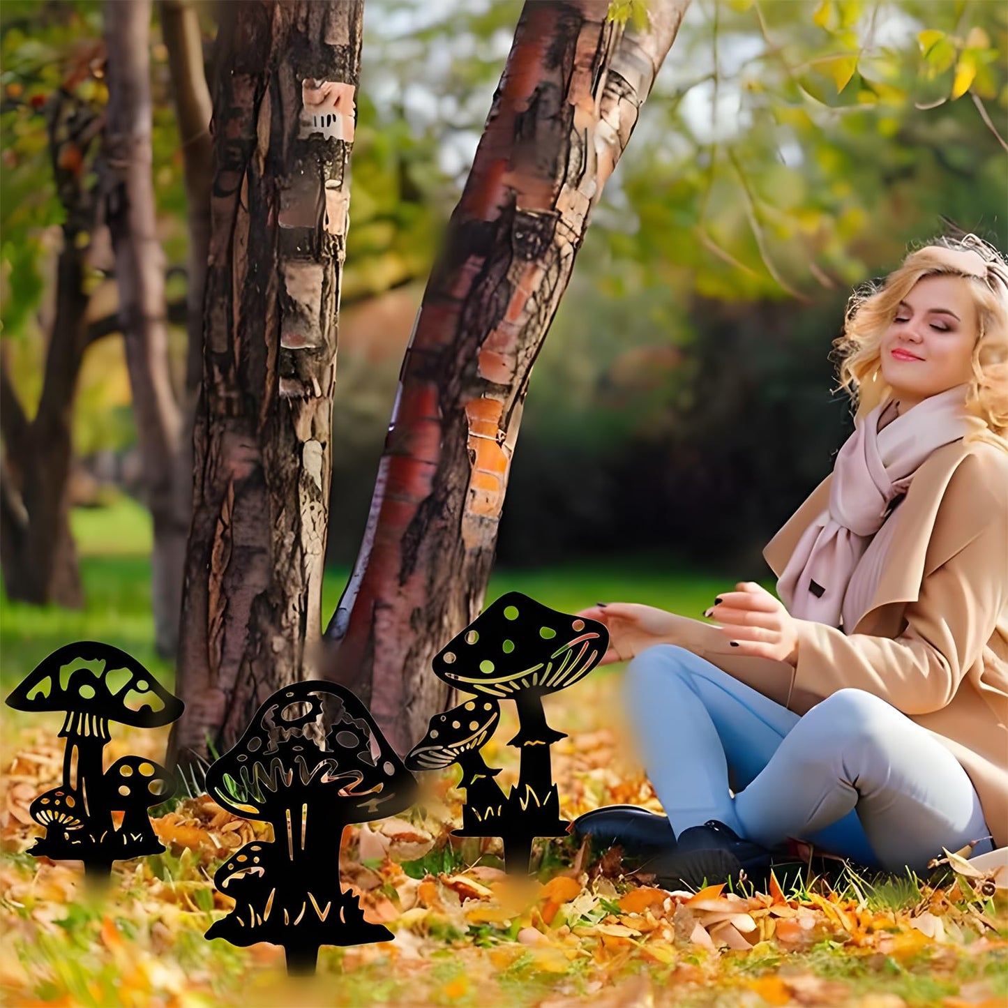 AJHXZMFC Decorative Garden Stakes， Fairy Garden Stakes, Butterfly Fairy Stakes for Weather Resistant Black Metal Outdoor Decorative Art for Women Gift (Matte Black, 6P-C)