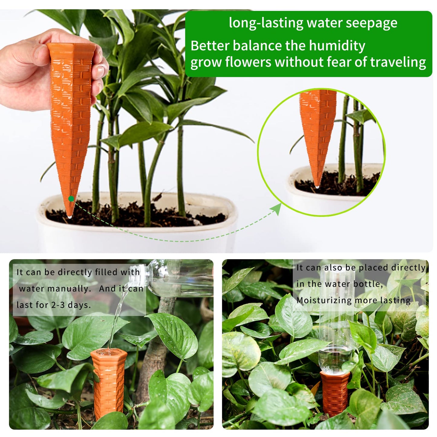 Baxrou Plant Self Watering Stakes 12 Pack Terracotta Watering Spikes for Indoor and Outdoor Plants,Wine Bottle Plant Watering Devices, Automatic Plant Waterers for Vacation