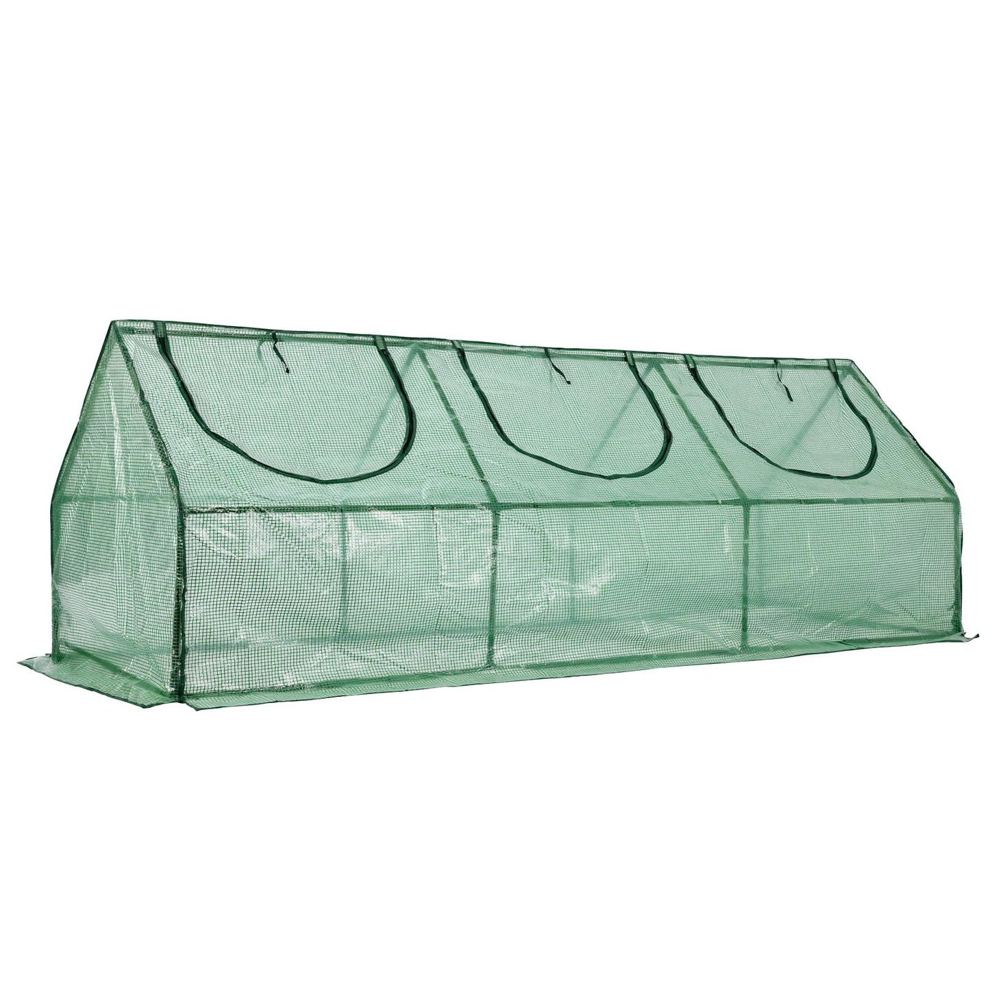 BPS 9x3x3 ft Mini Greenhouse with Green PE Cover UV-Protected Roll-Up Zipper Doors, Ideal for Indoor or Outdoor Use on Raised Garden Beds