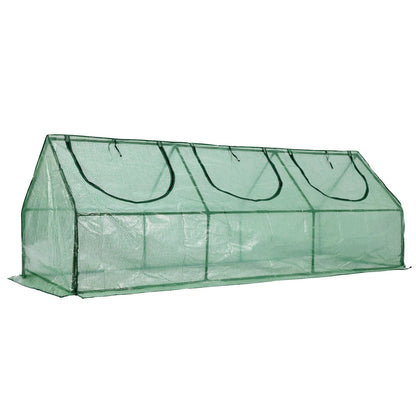 BPS 9x3x3 ft Mini Greenhouse with Green PE Cover UV-Protected Roll-Up Zipper Doors, Ideal for Indoor or Outdoor Use on Raised Garden Beds