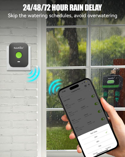 RainPoint WiFi Water Timer for Garden Hose with Brass Inlet, 2-Zone Smart Sprinkler Hose Timer, WiFi Irrigation Controller, Automatic Watering System for Lawns and Yard
