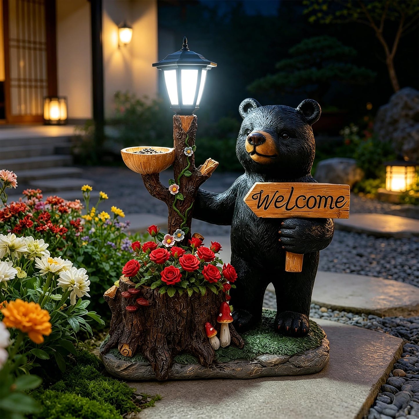 Rustic Black Bear Succulent Planter - Weather-Resistant Resin Animal Flower Pot, Unique Cabin Lodge Decor for Indoor Outdoor, Small Plant Container for Succulents Cactus, Perfect Father's Gift Idea