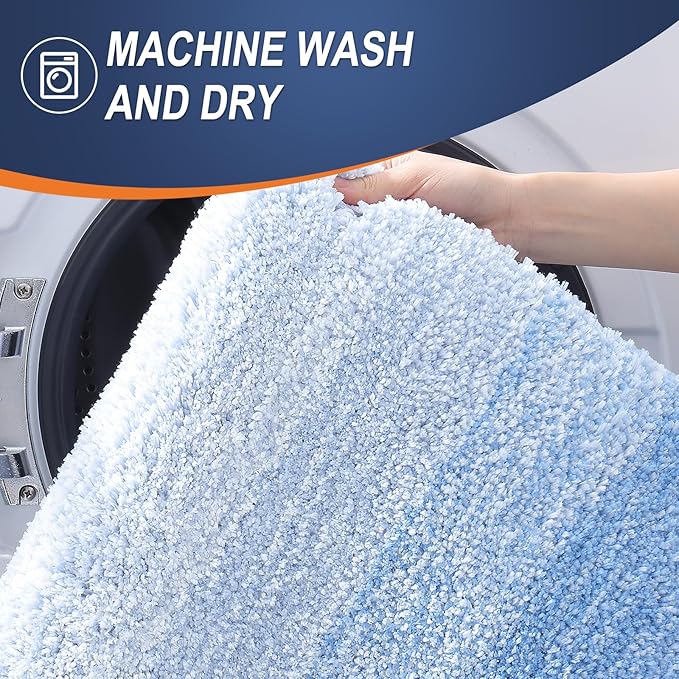 OLANLY Large Bathroom Rugs Mat 50x30, Extra Soft Absorbent Microfiber Bath Rugs, Rubber Backing, Quick Dry, Washable Bath Mats for Bathroom Floor, Tub and Shower, Home Decor Accessories, Light Blue