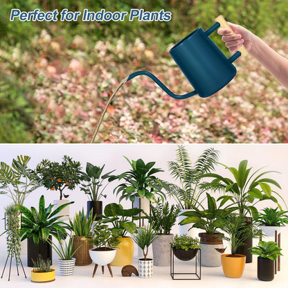 Watering Can Indoor Plants, 35 oz/1000 ml Metal Stainless Steel Watering Can Pot with Long Spout for Indoor House Plants Bonsai Outdoor Garden Flower Decorative (Dark Blue)