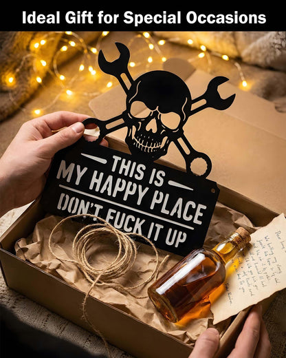 Positive Metal Skull Decor Sign - Rust-Proof & Anti-Fading Skull Wall Sign for Men, Father, Husband, and Skull Lovers -for Front Door, Garden, Garage, Living Room, and More (30cm)