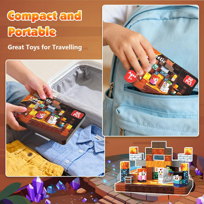 Mini Magnetic Blocks with Magnet Box - 60PCS Magnetic Building Blocks for Kids Ages 4-8, Magnet Block Travel Toys, Magnetic Cubes STEM Stacking Toy, Easter Birthday Gifts for Boys & Girls 3 4 5 6+