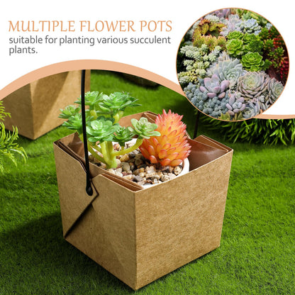 Kisangel Waterproof Buffalo Kraft Paper Mini Succulent Pots Set of 12 with Drainage Holes Small Indoor Outdoor Plant Planters for Home Garden Decoration 3.15X3.35X3.15 Inches