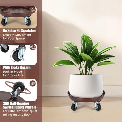 OBMMIRAO 16 Inch Plant Caddy with Wheels Heavy Duty,420 lbs Capacity, 5 Swivel Casters (2 Locking), Steel Rolling Plant Stand, High-Strength Rust-Proof Steel