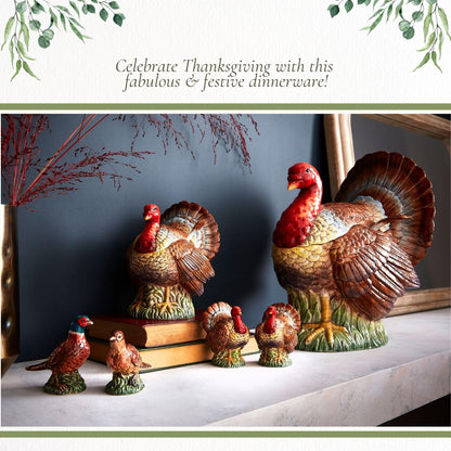 Spode 3.5" Pheasant-Shaped Salt and Pepper Shakers - Dolomite Ceramic Farmhouse Décor for Formal Dining, Decorative Salt & Pepper Set with Easy Refill Bottom Stoppers, Ideal for Thanksgiving Table