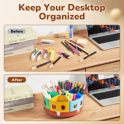 GAMENOTE Rotating Art Supplies Organizer - Lazy Susan Office School Supply for Kids Desk Organization and Storage Homeschool Craft Caddy Classroom Organization (Large)