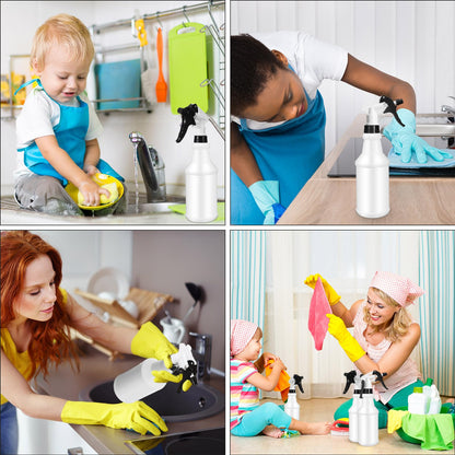 Eccliy 12 Pcs 16 Oz Plastic Spray Bottle, Adjustable Empty Reusable Sprayer for Cleaning, Planting, Water, Bathroom and Kitchen, BBQ, Commercial and Residential (Original,Black&white)