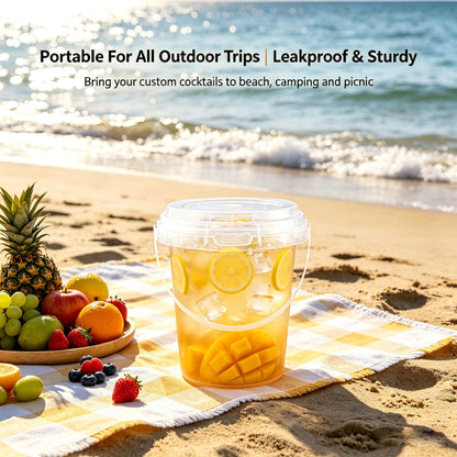 34oz Drink Buckets with Lids & Straws, 30 Pack Clear Party Buckets
