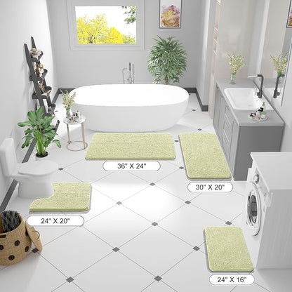 OLANLY Small Bathroom Rugs 24x16, Extra Soft Absorbent Chenille Bath Rugs, Rubber Backing Quick Dry, Machine Washable Bath Mats for Bathroom Floor, Tub and Shower, Home Decor Accessories, Vanilla