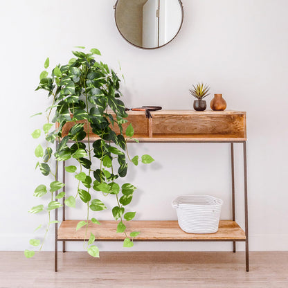 CADNLY Realistic Artificial Plants Indoor in Pot – Green Faux Hanging Plants Artificial Decor Fake Pothos Potted Home Decor Shelves Tabletop Office 1 Pack