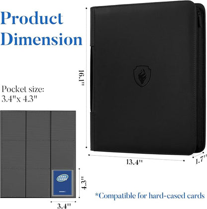 Fabmaker Top Load Binder Holds 360 Cards, Portable Card Binder with Retractable Handle, Side Loading Trading Card Storage for 3"x4" Hard Card Sleeves, Collectible Case for Game Sport Cards, Royal Blue