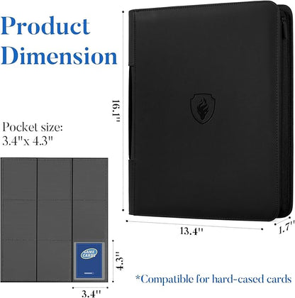 Fabmaker Top Load Binder Holds 360 Cards, Portable Card Binder with Retractable Handle, Side Loading Trading Card Storage for 3"x4" Hard Card Sleeves, Collectible Case for Game Sport Cards, Dark Green