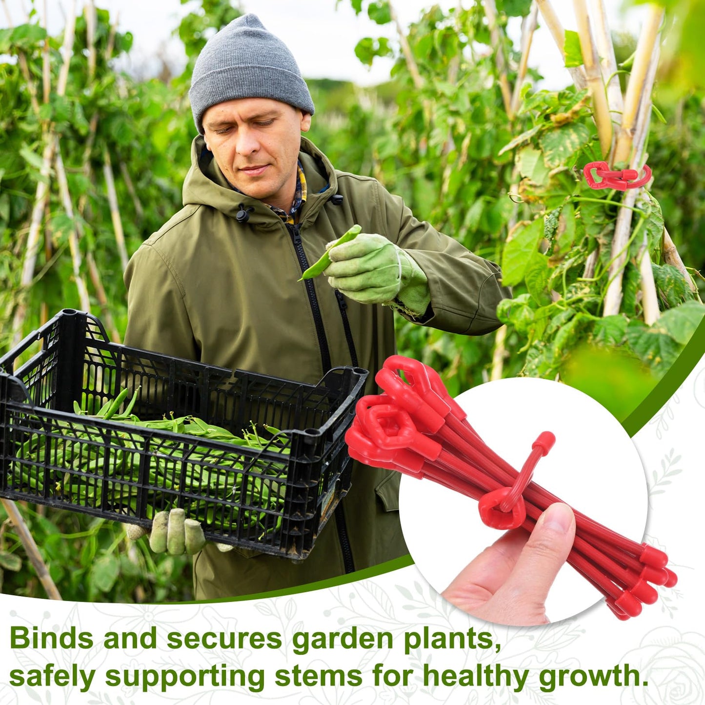 M METERXITY 12-Pack Adjustable Plant Ties, 10inch/25.4cm Silicone Flexible Multi-Function Sturdy Garden Twist Tie for Plant Support/Tree/Shrub/Vine, Reusable Support Twine [Red]