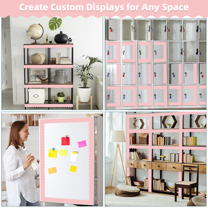 30 Pcs Magnetic Borders for Classroom Whiteboard - Light Pink Magnetic Bulletin Board Border Set - Scalloped Chalkboard Border Strips for Teachers, Parents, DIY Home,School & Office Decoration